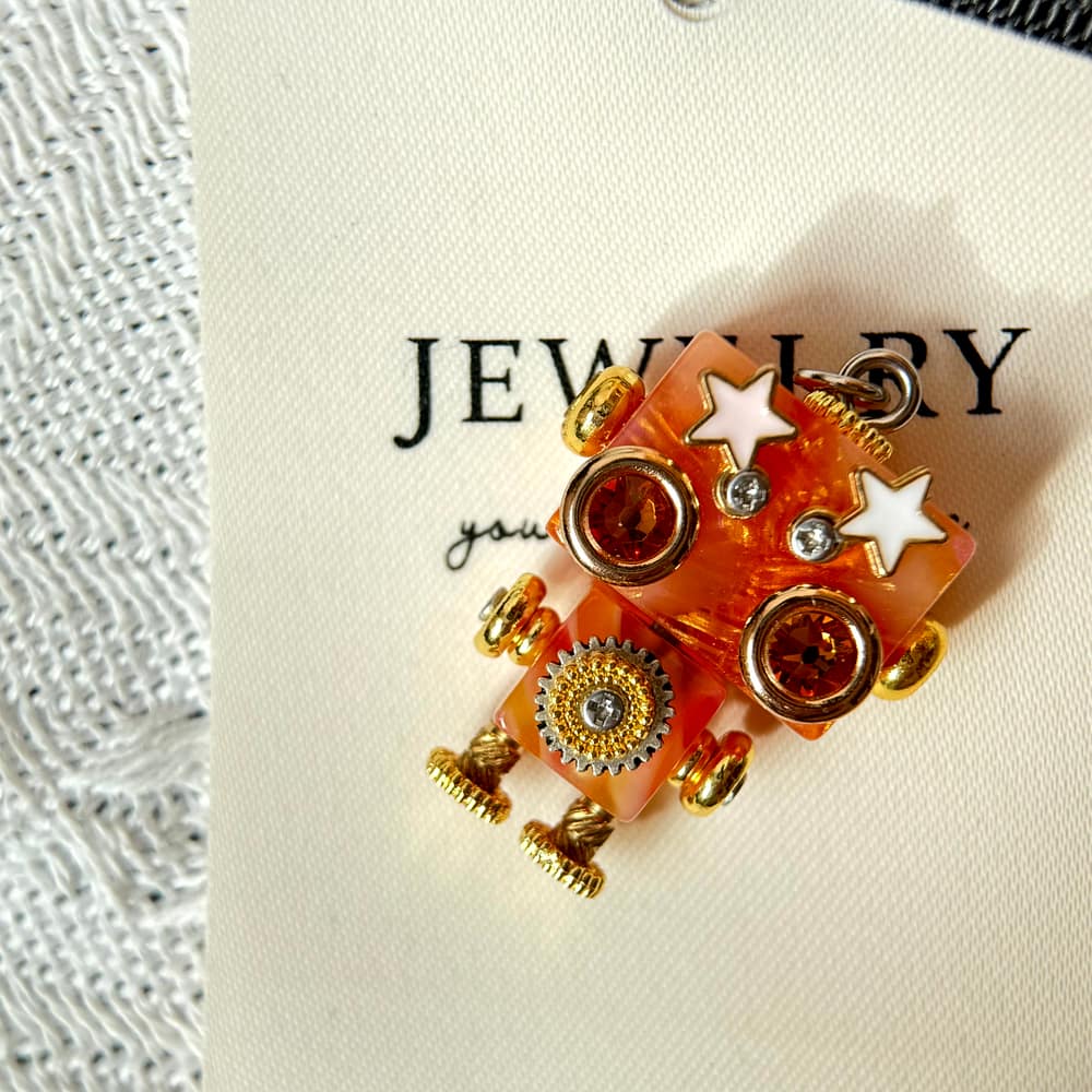 ooak handmade kinetic robot pendant & charm