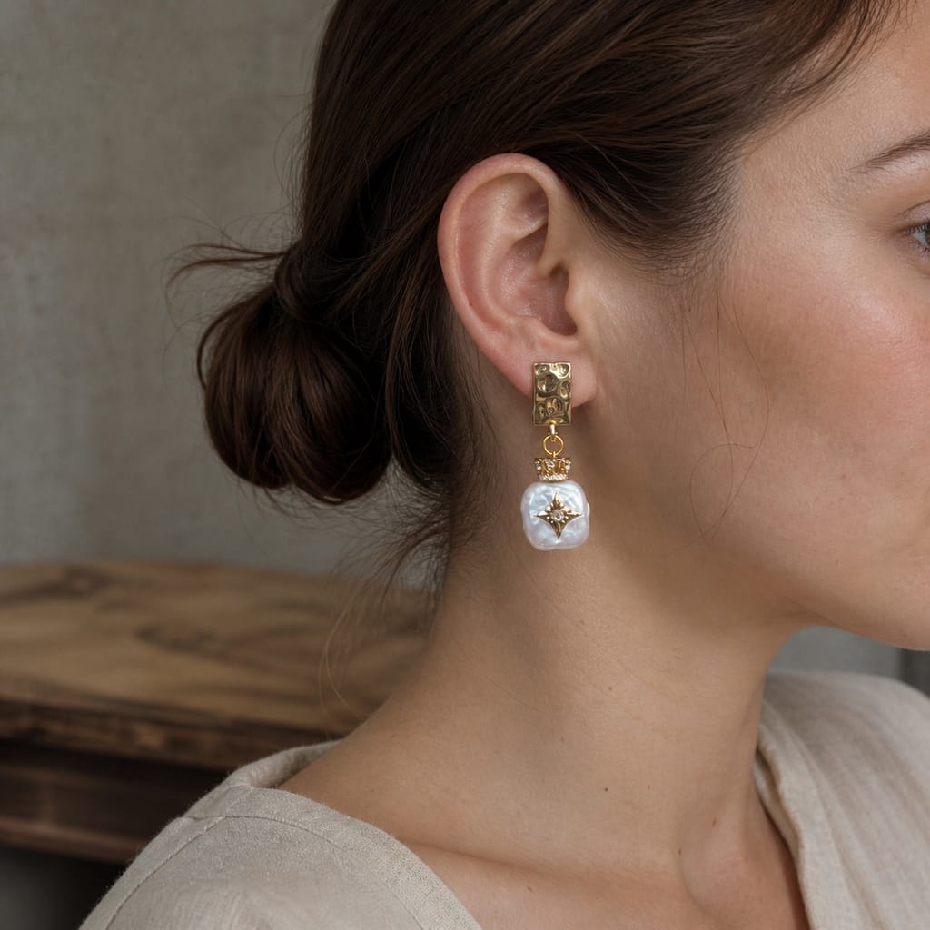 ylare earring goldpearlstar wear 02