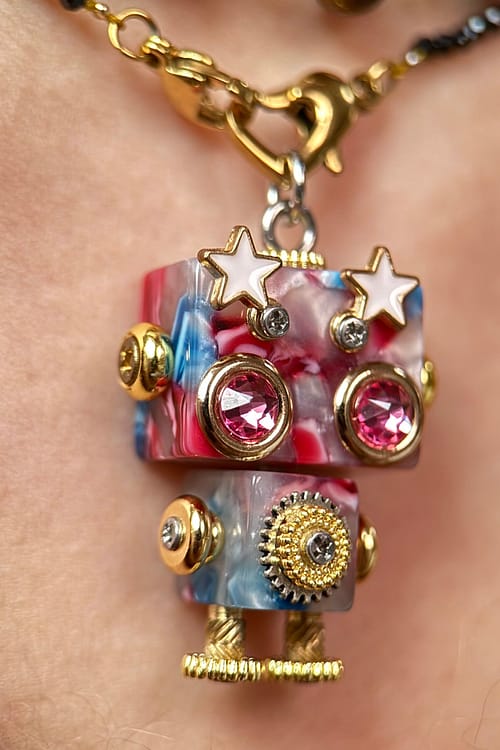 ooak handmade kinetic robot pendant & charm